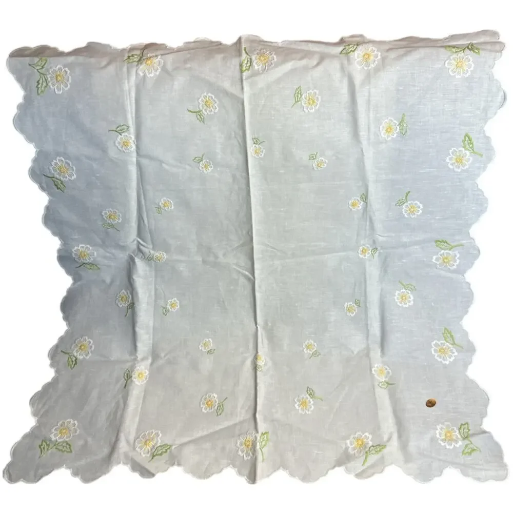German Made White Floral Embroidery Doily Cloth 33